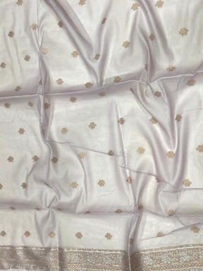 Lavender Lakhnavi Bandla Zari Weaving Saree

