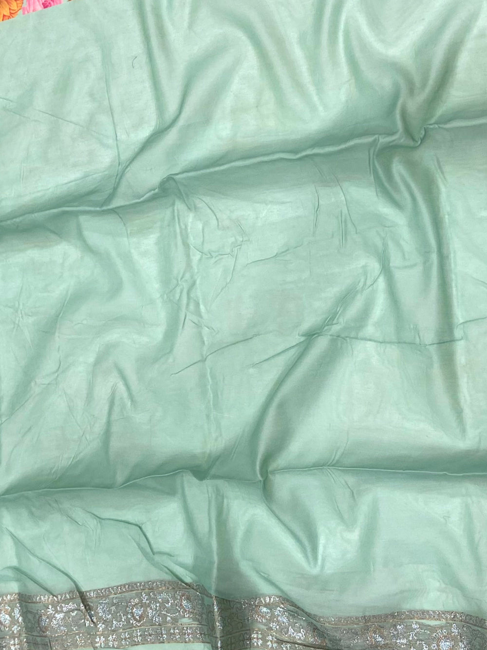 Light Green Lakhnavi Bandla Zari Weaving Saree