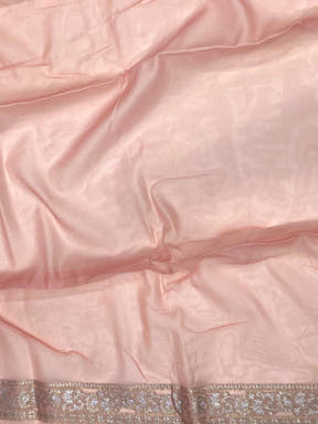 Light Pink Lakhnavi Bandla Zari Weaving Saree

