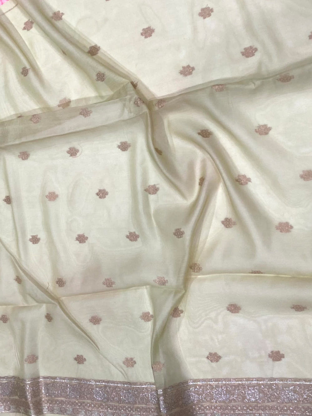 Pista Lakhnavi Bandla Zari Weaving Saree

