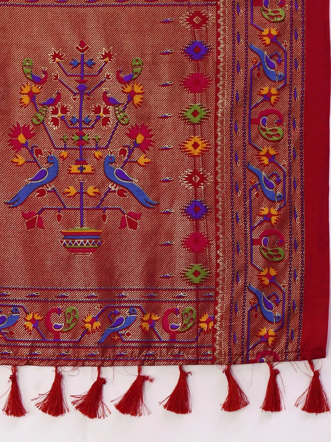 Soft Chanderi Silk Patola Saree With Foil Border Work 