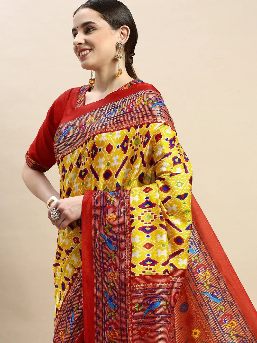 Design Soft Chanderi Silk Patola Festive Wear Saree