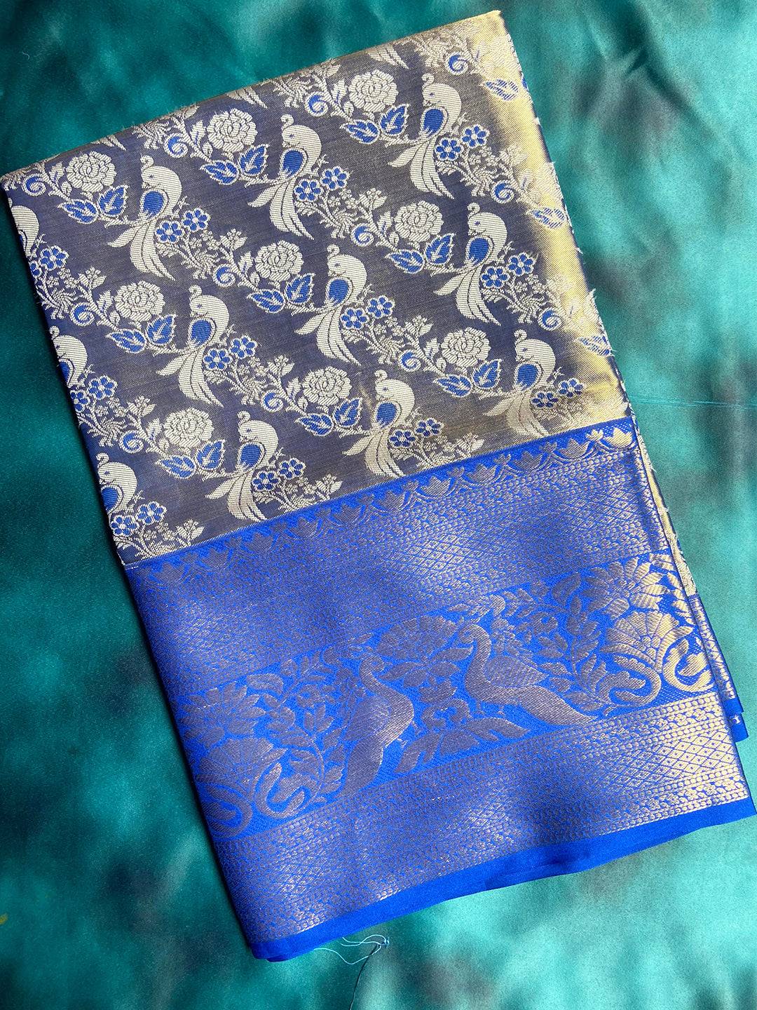 Imperial Sapphire And Gold Spero Saree