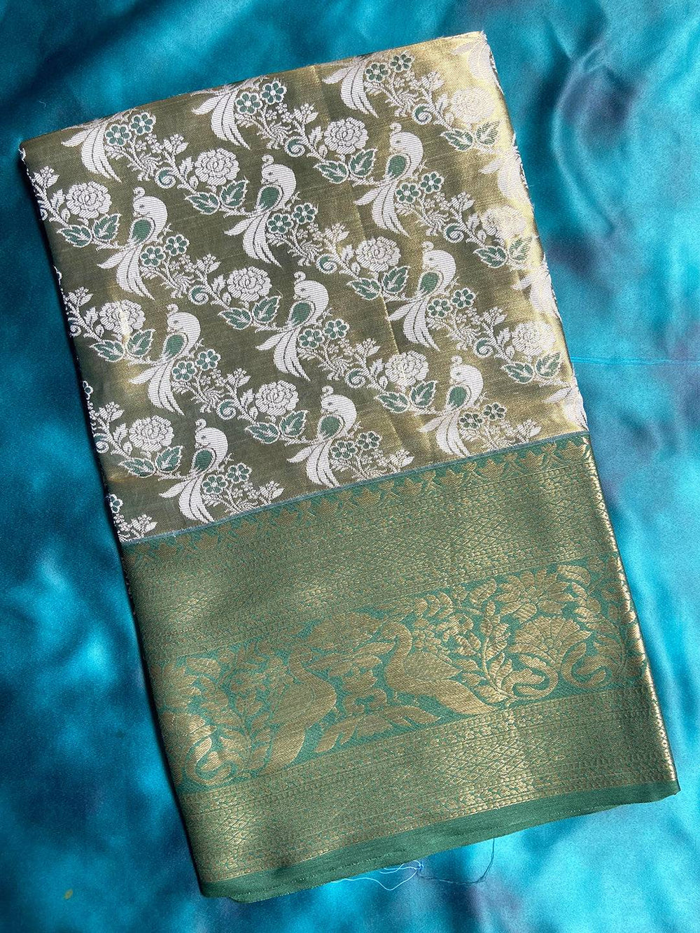 Jade Green And Gold Spero Saree