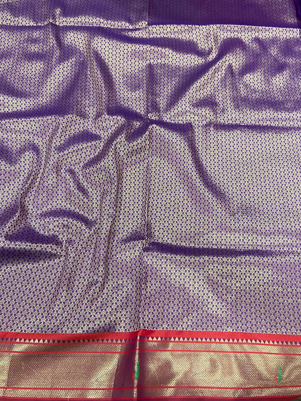 Purple Paithani Ganga Jamuna Broder Saree