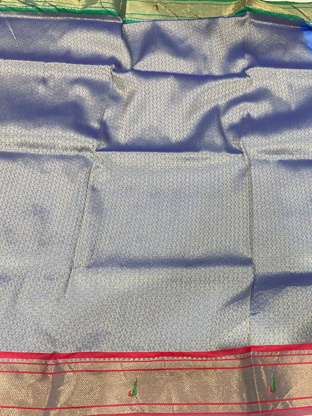 Sky Blue Paithani Ganga Jamuna Broder Saree