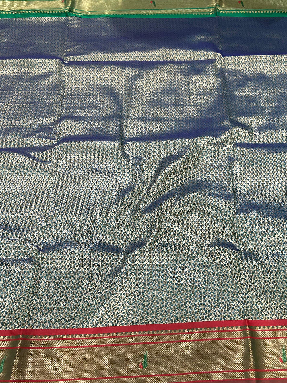 Teal Paithani Ganga Jamuna Broder Saree


