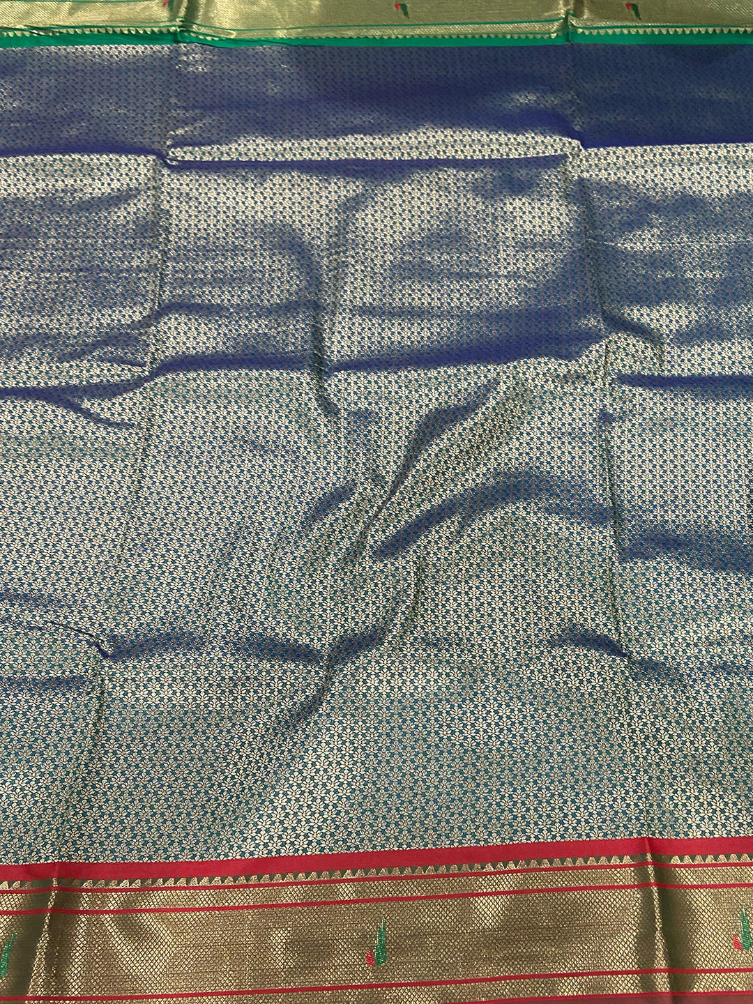 Teal Paithani Ganga Jamuna Broder Saree

