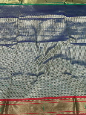 Teal Paithani Ganga Jamuna Broder Saree

