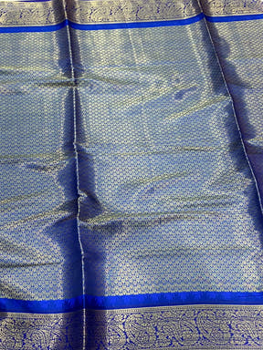 Blue Kovai Rettapet Border Geometric Saree