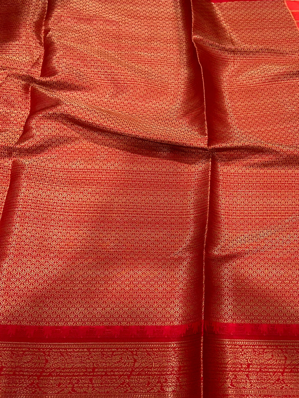 Red Kovai Rettapet Border Geometric Saree