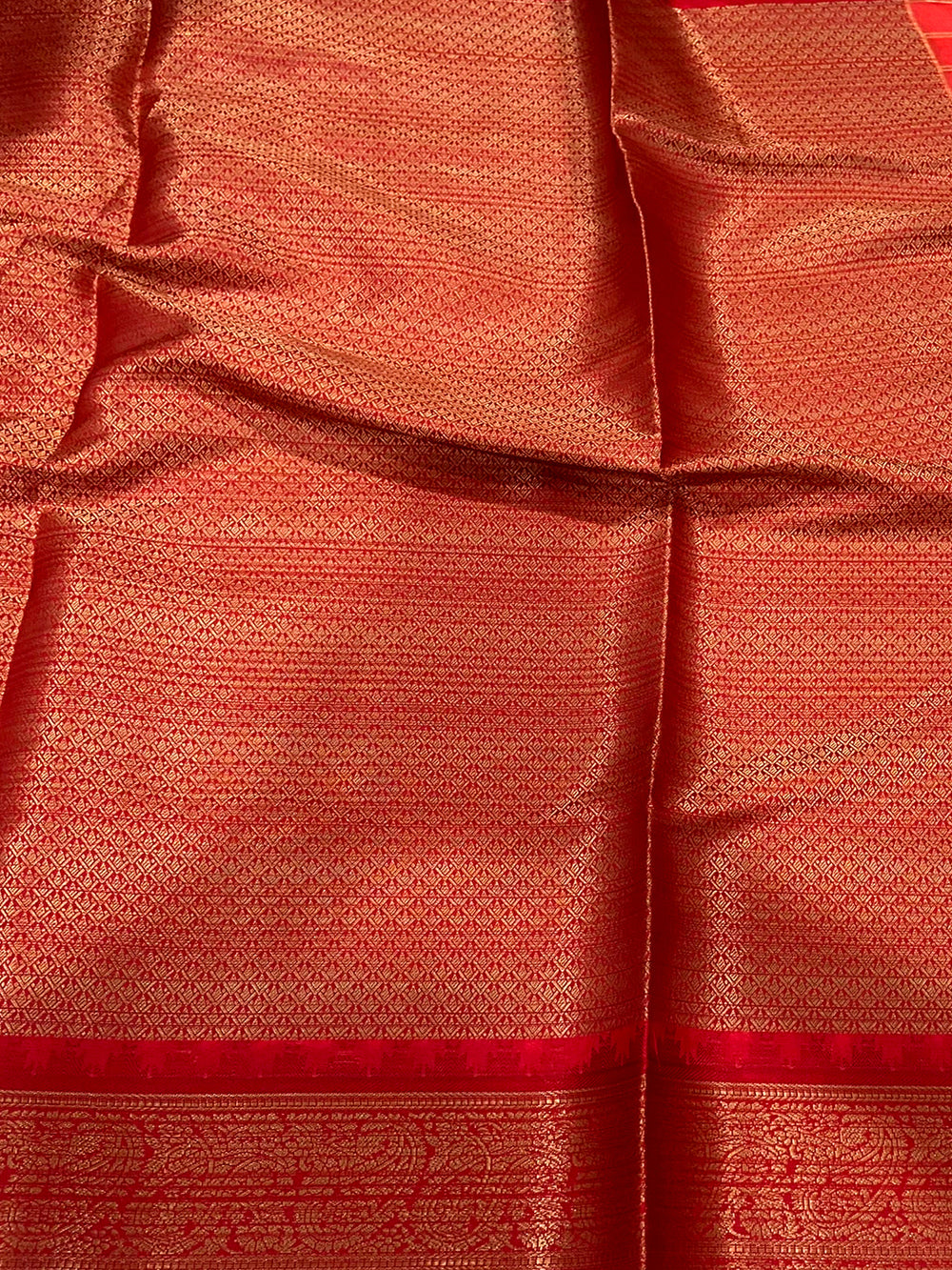 Red Kovai Rettapet Border Geometric Saree