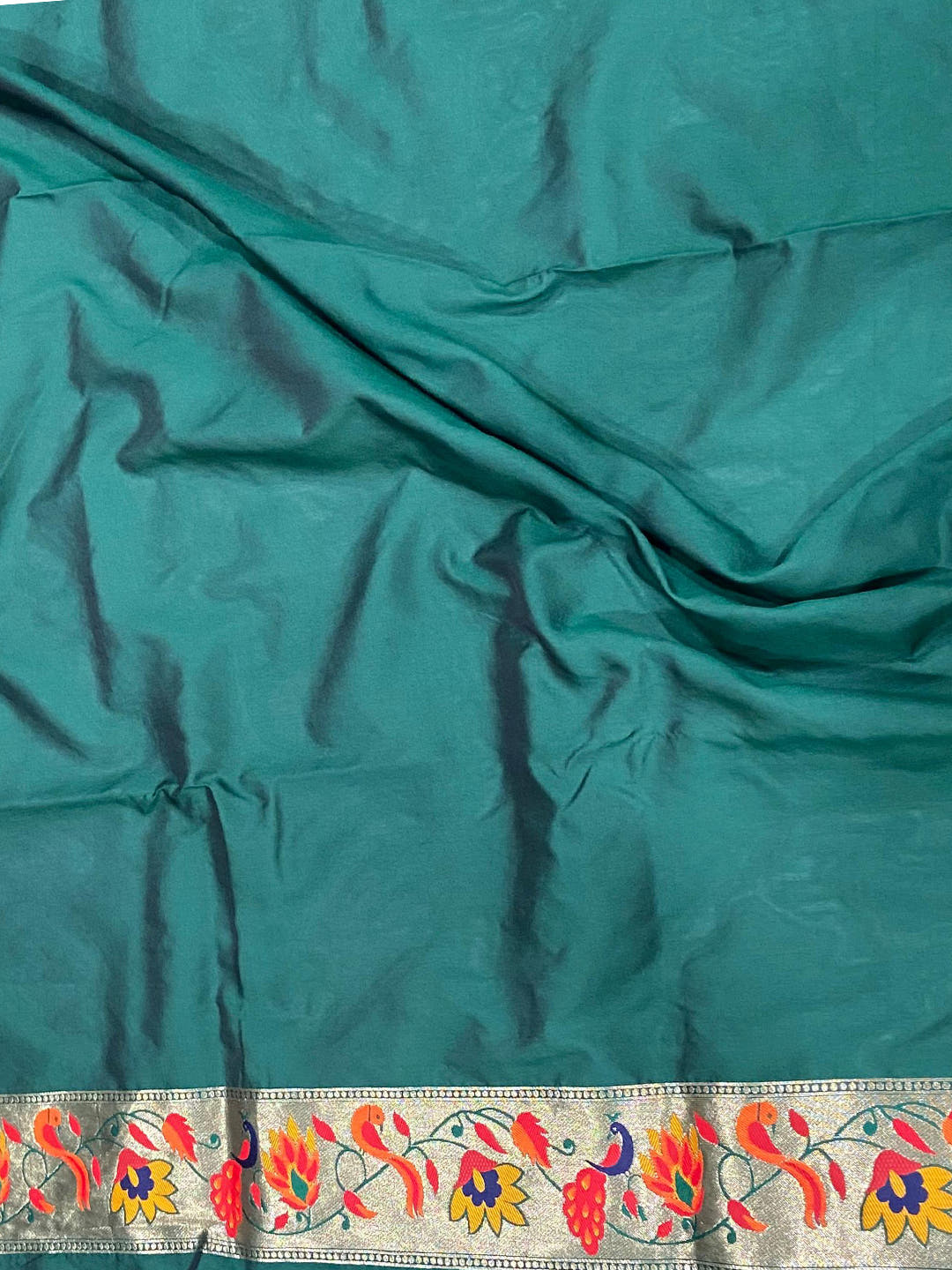 Green Silk Blend Woven Zari Work Paithani Saree

