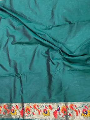 Green Silk Blend Woven Zari Work Paithani Saree

