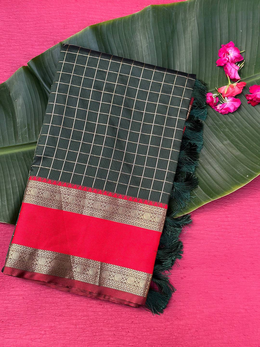 Green Colour Soft Silk Woven Design Zari Kanchi Blend Banarasi Saree