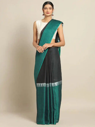  Stylish Green Colour Linen Zari Saree