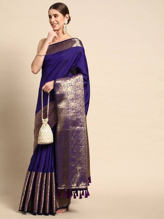 Purple Kanjivaaram Pattu Border Soft Silk Saree