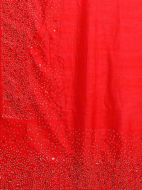  Embellished Poly Silk Red Saree with Blouse