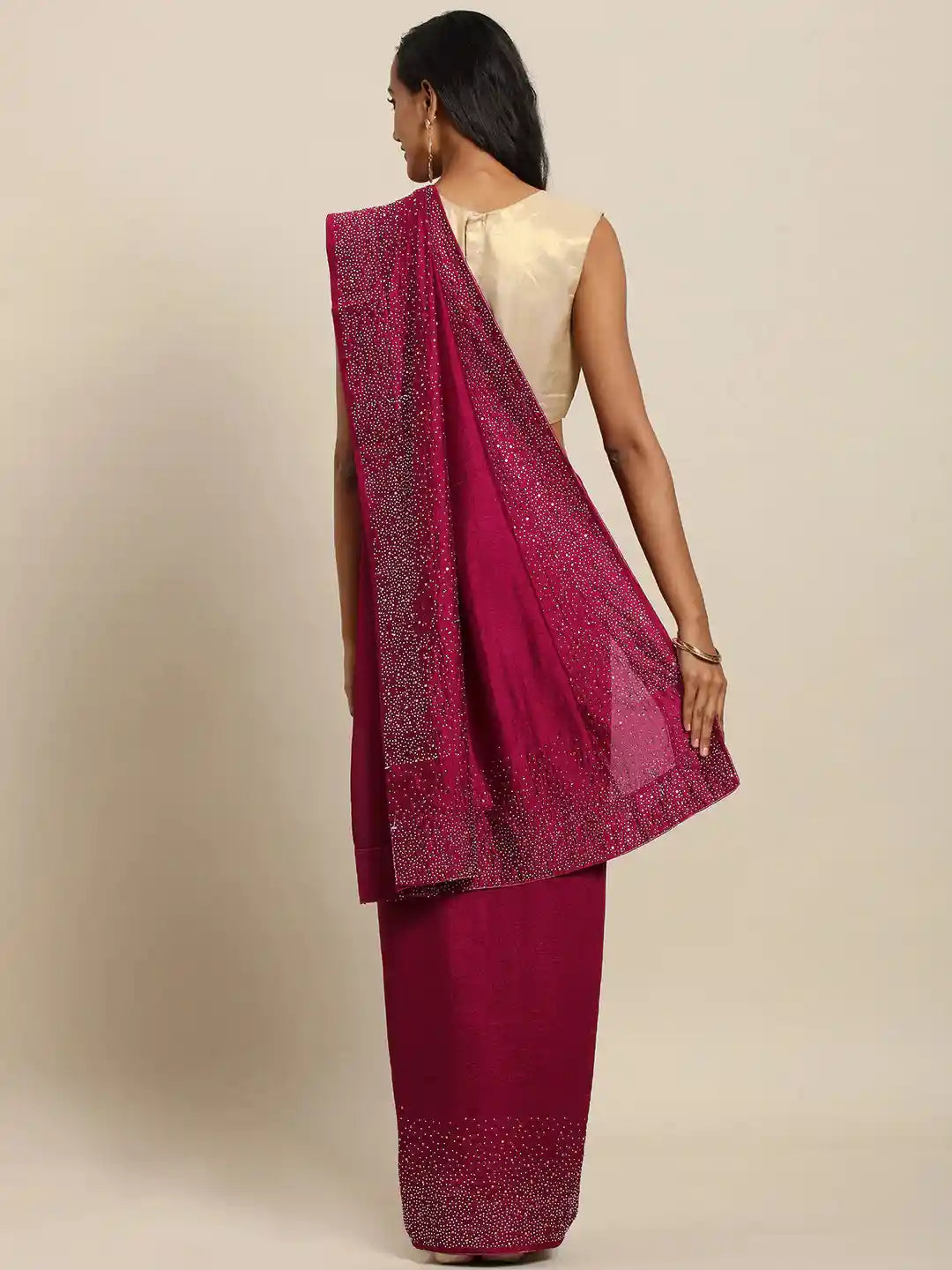  Embellished Maroon colour  Poly Silk Saree 
