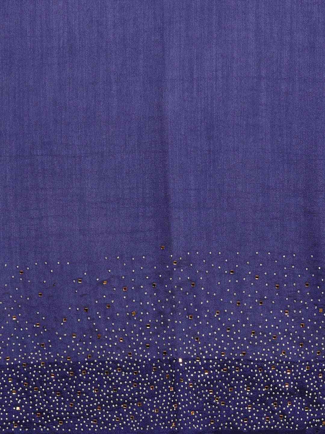 Exclusive  Embellished Navy Blue Colour Poly Silk Saree