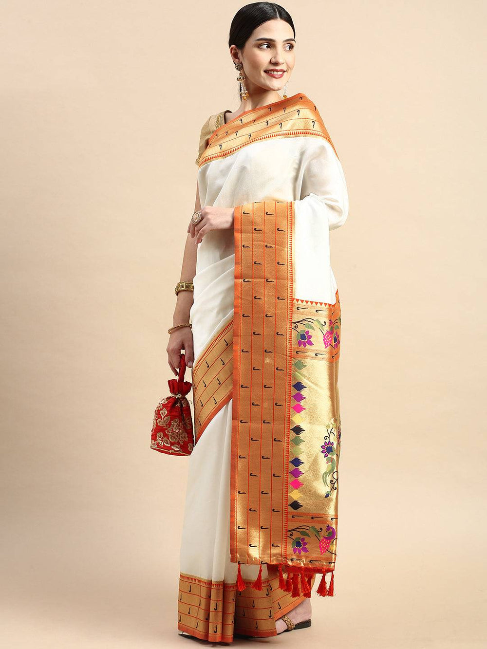 Yevla Paithani Minakari Silk Saree