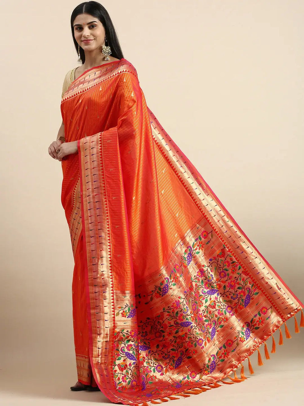 Yevla Paithani Minakari Silk Saree