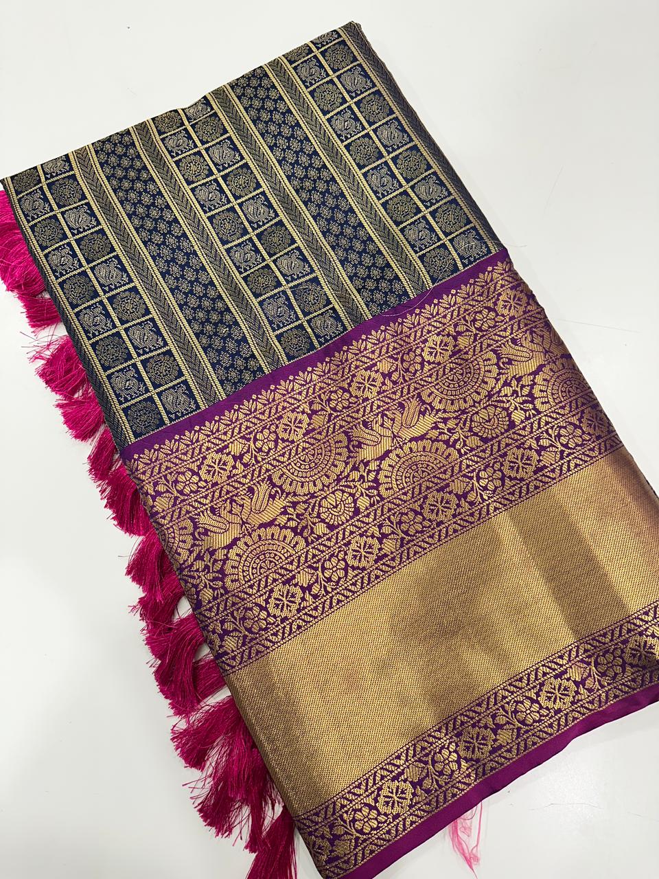 Banarasi Woven Design Saree With Zari Border