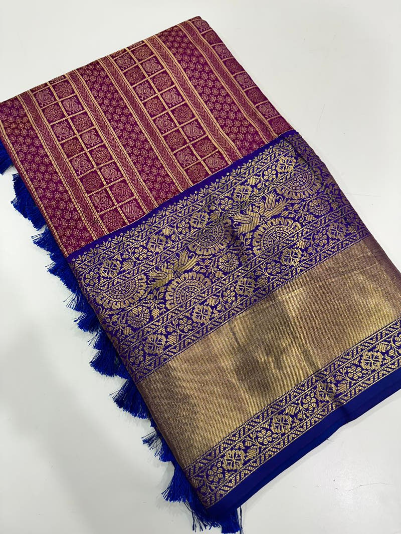 Banarasi Woven Design Saree With Zari Border