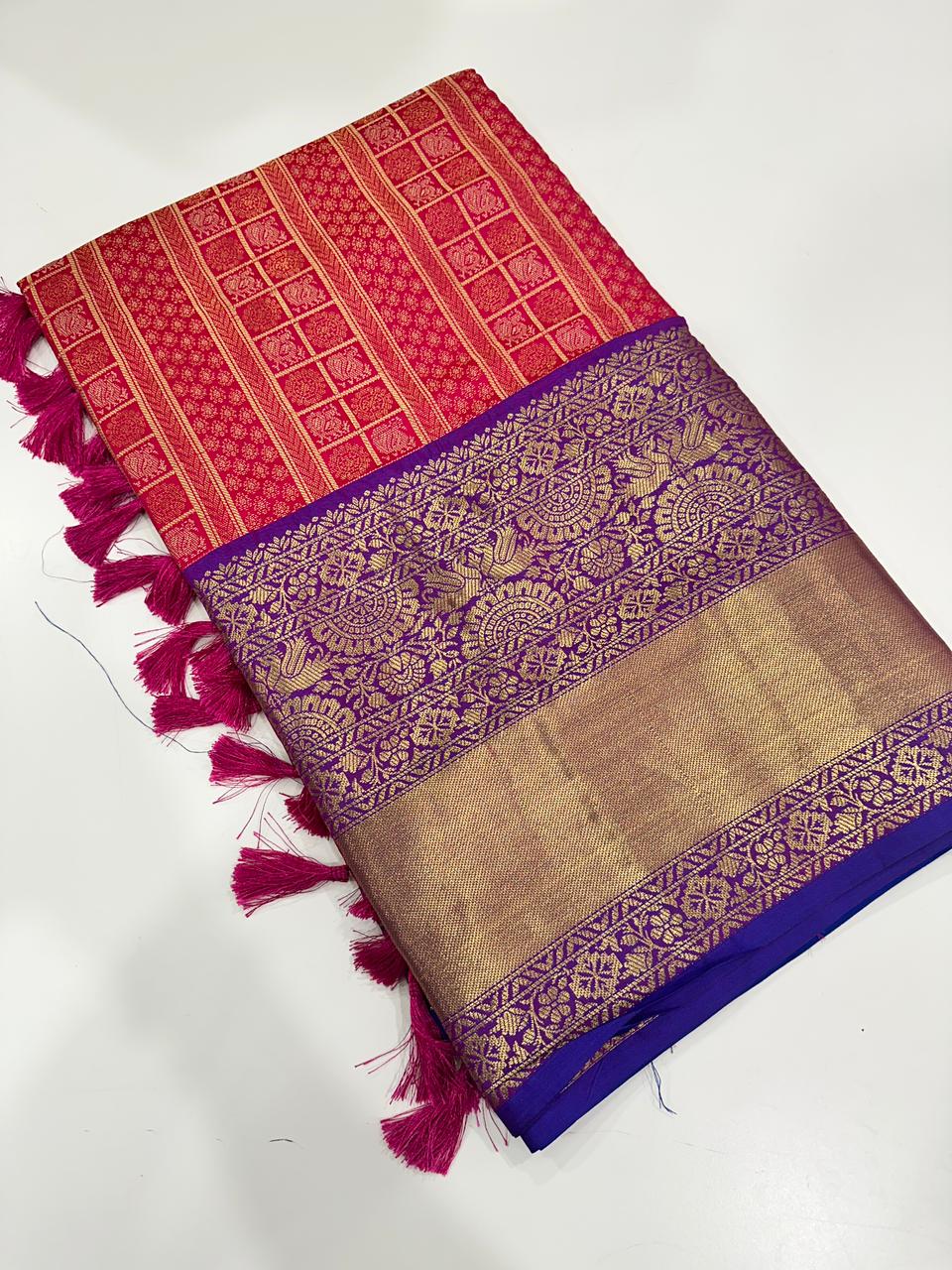 Banarasi Woven Design Saree With Zari Border
