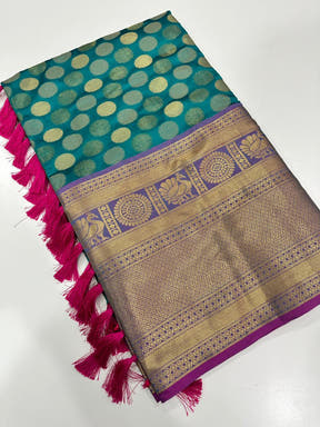 Banarasi Kanchi Pattu Polka Dots Festive Wear Saree
