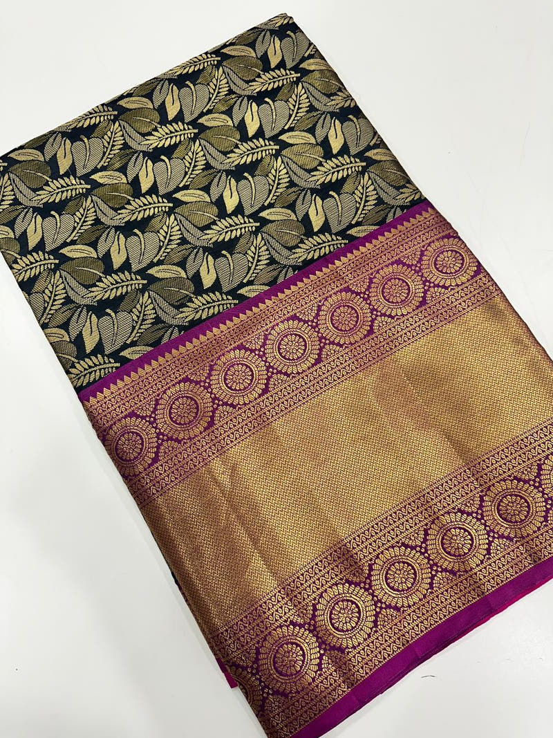 Stylish Kanjivaram Silk Saree Woven Design With Zari Work