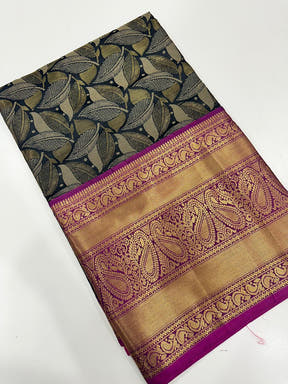 Black Banarasi Pattu Self Zari Weaving Saree