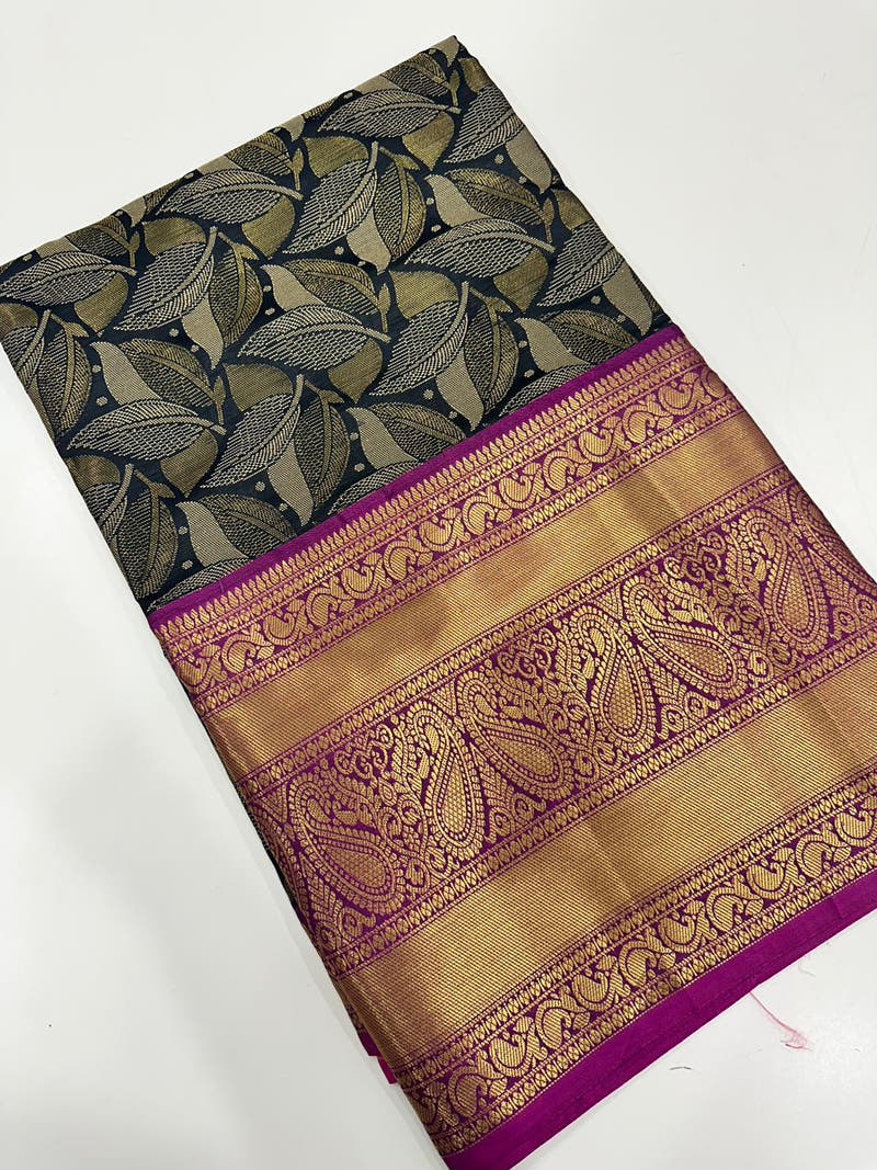 Black Banarasi Pattu Self Zari Weaving Saree