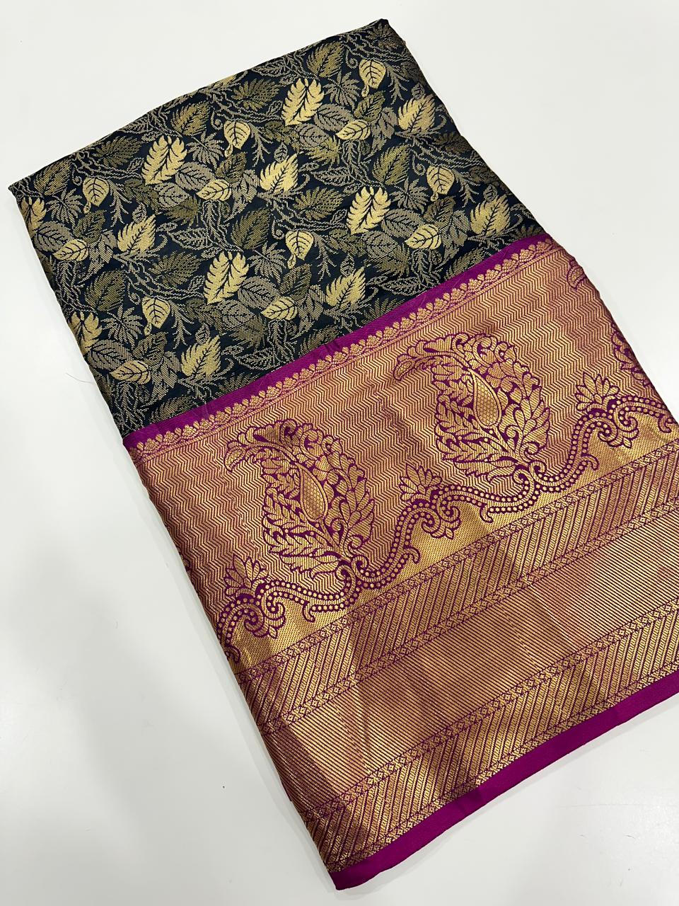 Stylish Kanjivaram Silk Saree Woven Design With Zari Work