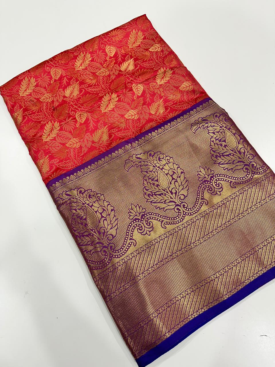 Stylish Kanjivaram Silk Saree Woven Design With Zari Work