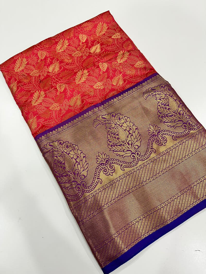 Stylish Kanjivaram Silk Saree Woven Design With Zari Work