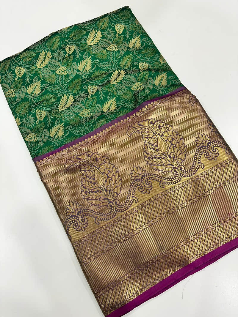Stylish Kanjivaram Silk Saree Woven Design With Zari Work