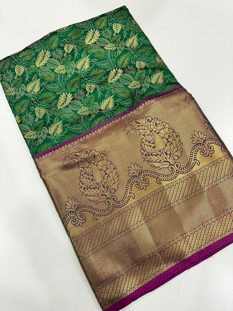 Stylish Kanjivaram Silk Saree Woven Design With Zari Work