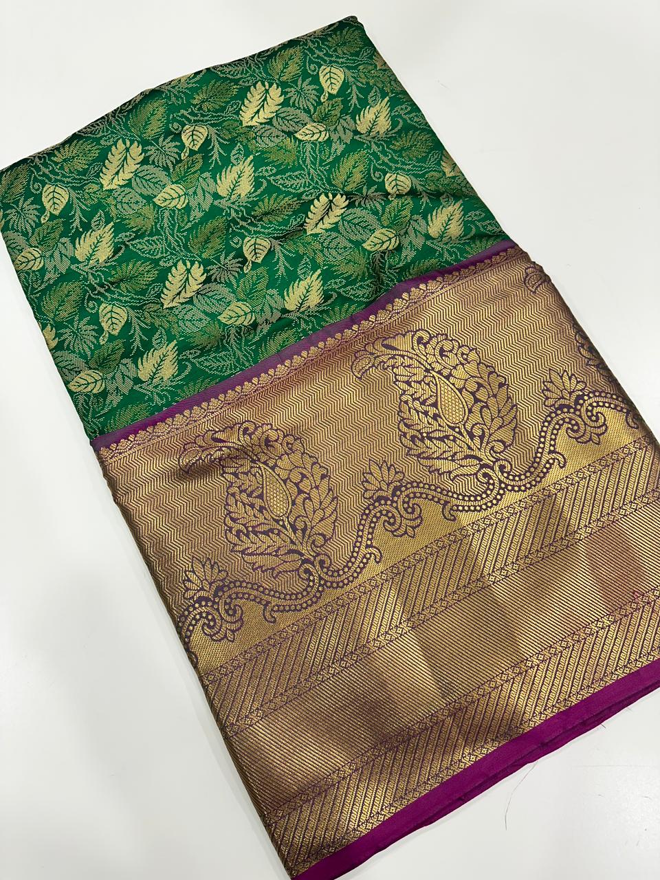 Stylish Kanjivaram Silk Saree Woven Design With Zari Work