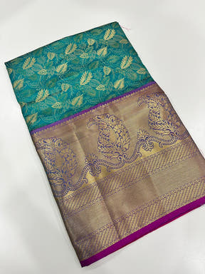 Stylish Kanjivaram Silk Saree Woven Design With Zari Work