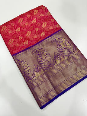 Stylish Kanjivaram Silk Saree Woven Design With Zari Work