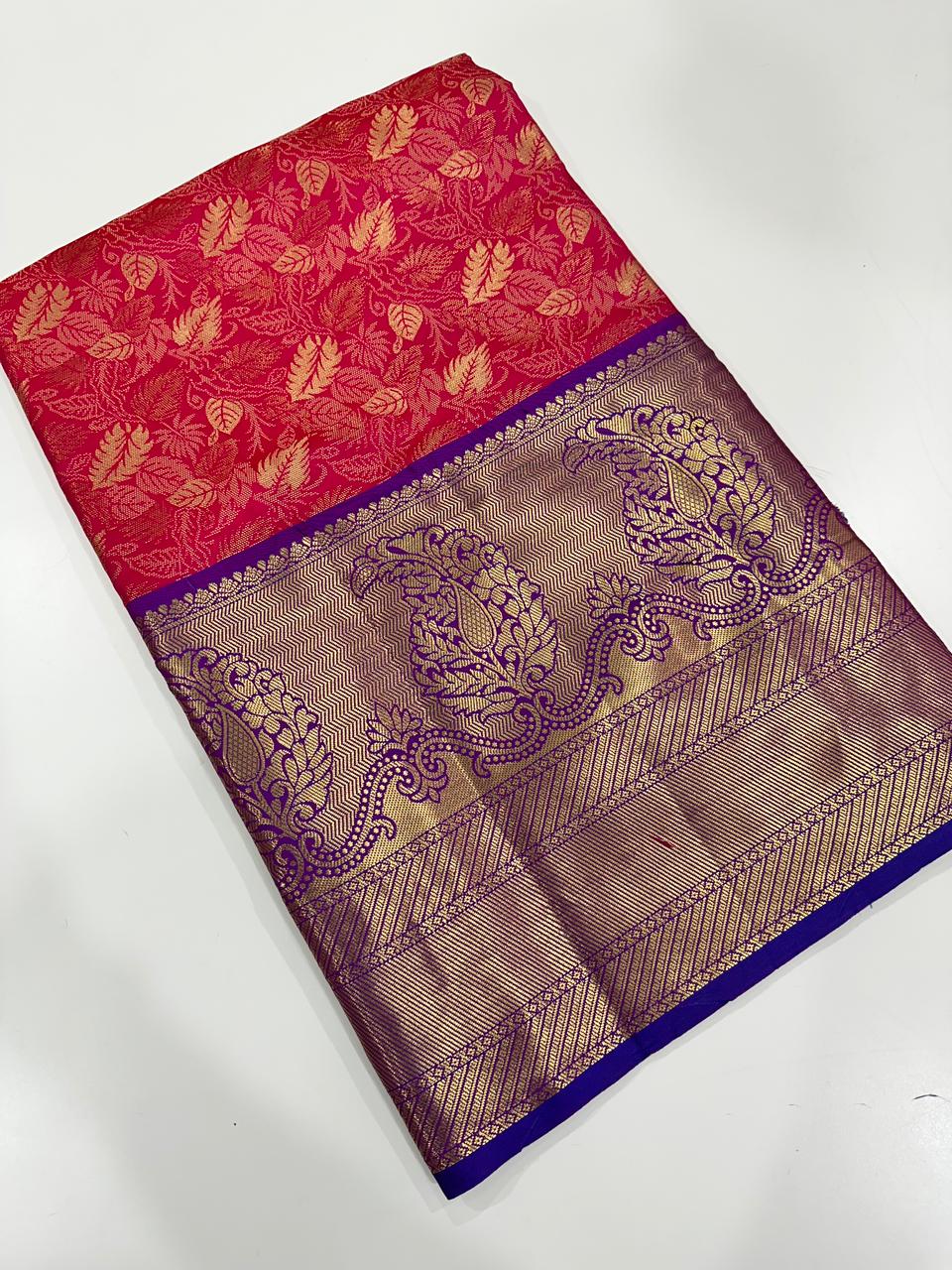 Stylish Kanjivaram Silk Saree Woven Design With Zari Work