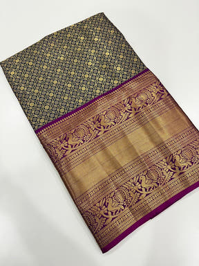 Elegant Black Gold Woven Border Saree