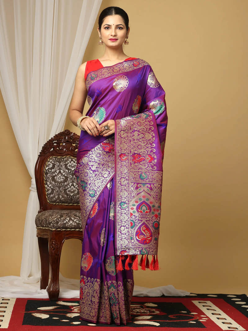 Designer Soft Kanjivaram Silk Flower Design Party Wear Saree