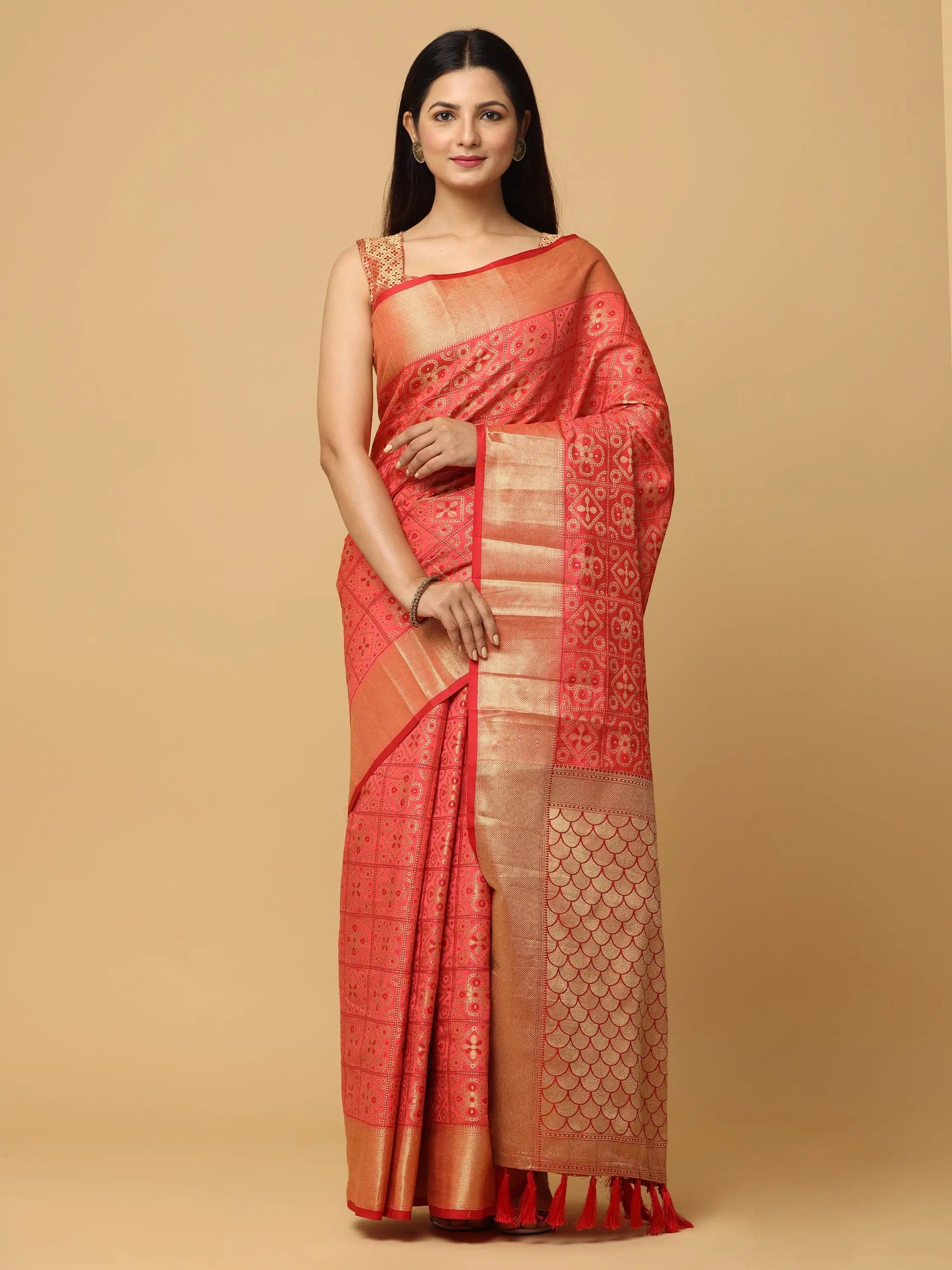  Patola Soft Silk Banarasi Saree With Zari border 