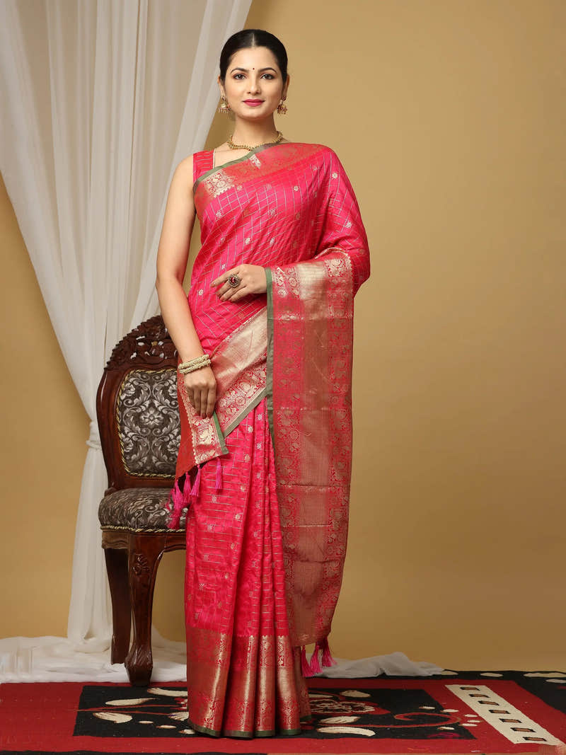 Soft Silk Woven Zari Kanchi Blend Banarasi Saree