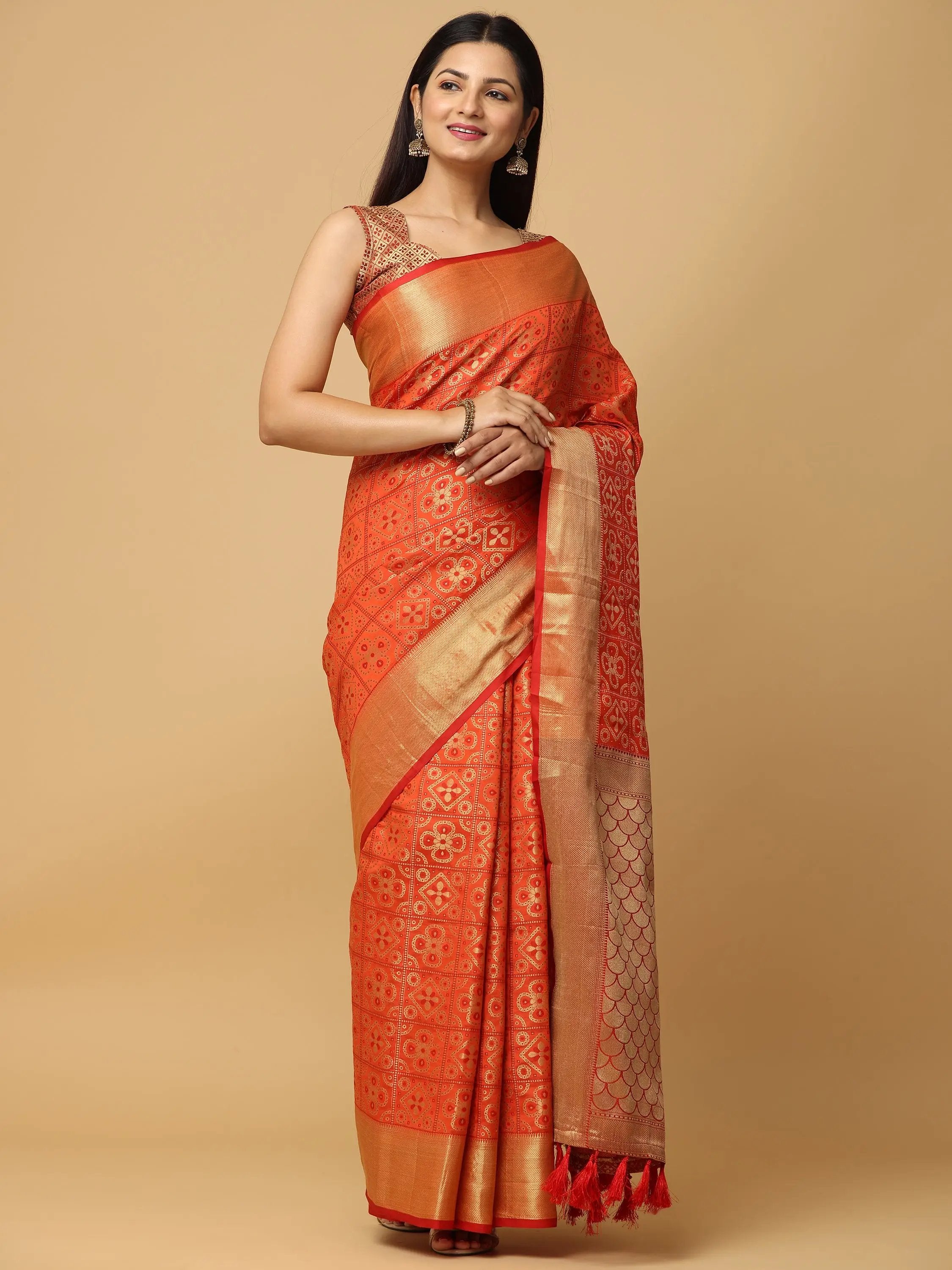 Patola Soft Silk Banarasi Saree With Zari border