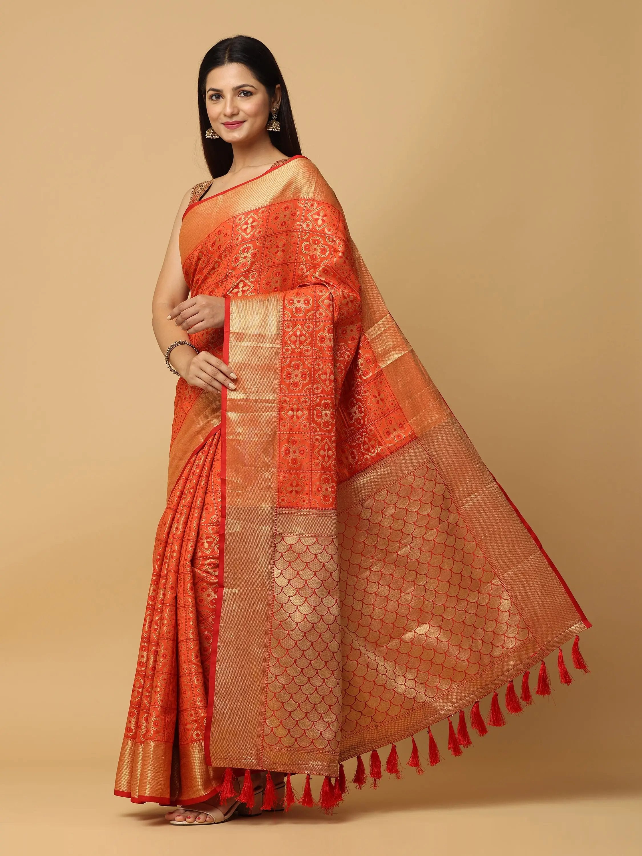 Patola Soft Silk Banarasi Saree With Zari border