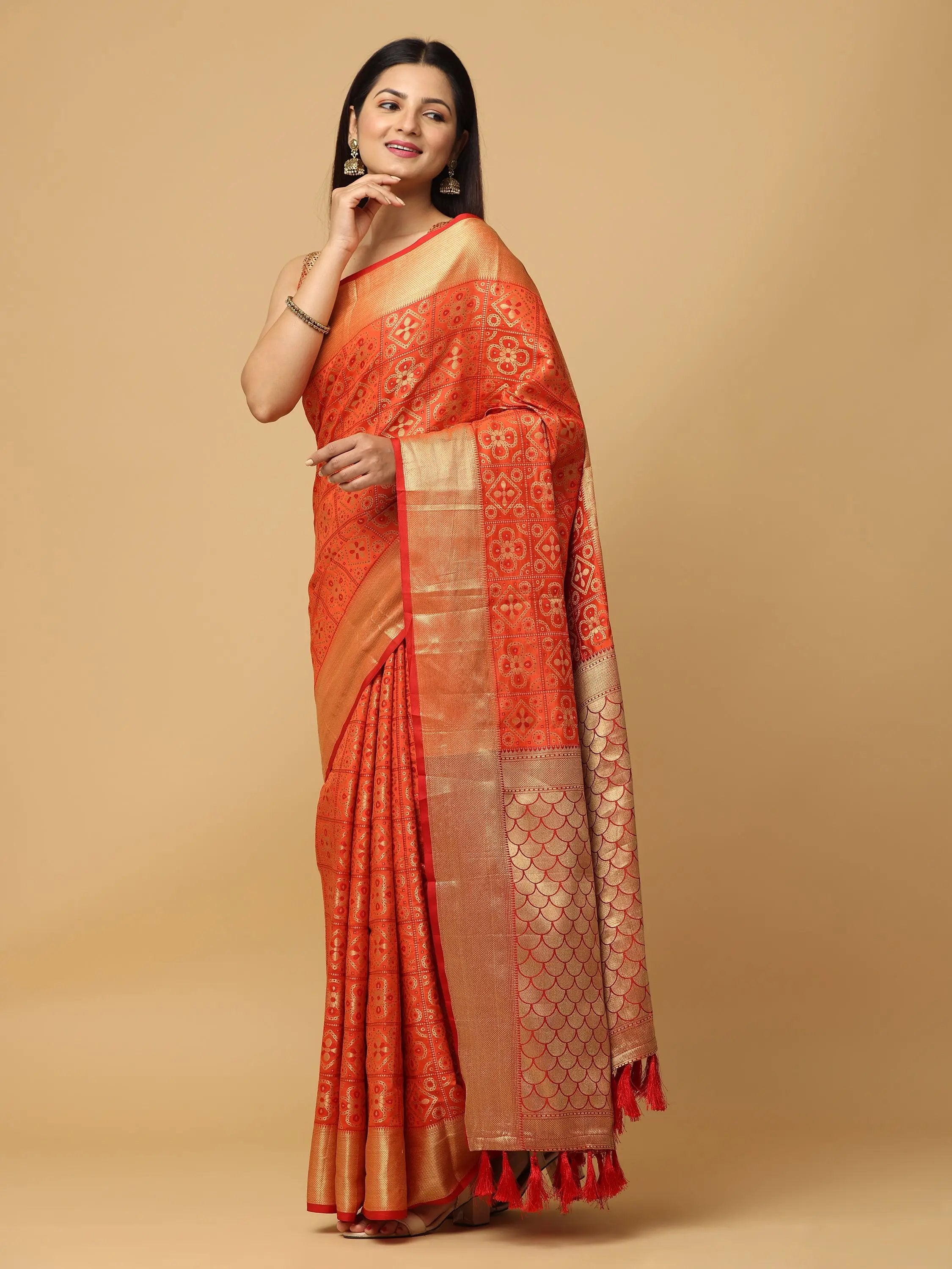 Patola Soft Silk Banarasi Saree With Zari border