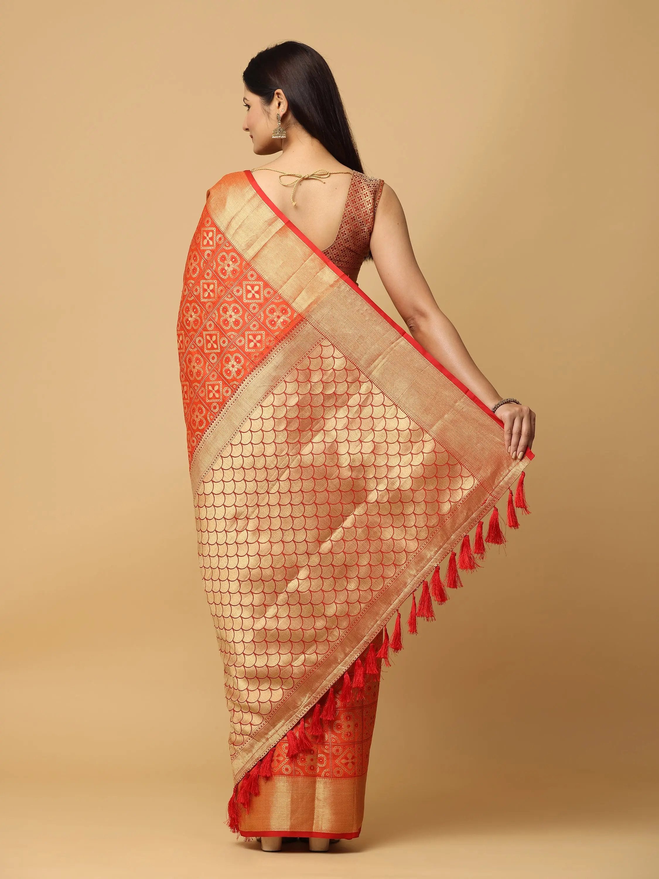 Patola Soft Silk Banarasi Saree With Zari border